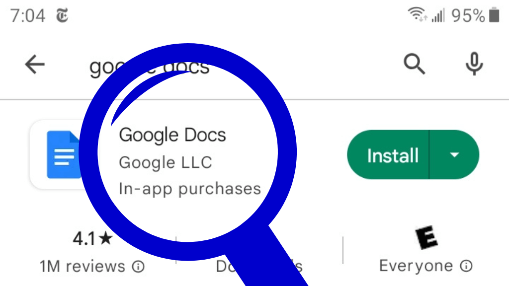 Text related to Google Docs app.